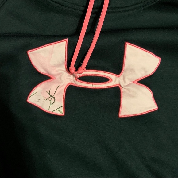 WOMENS BLACK AND PINK CAMO UNDER ARMOR HOODIE - Picture 2 of 5